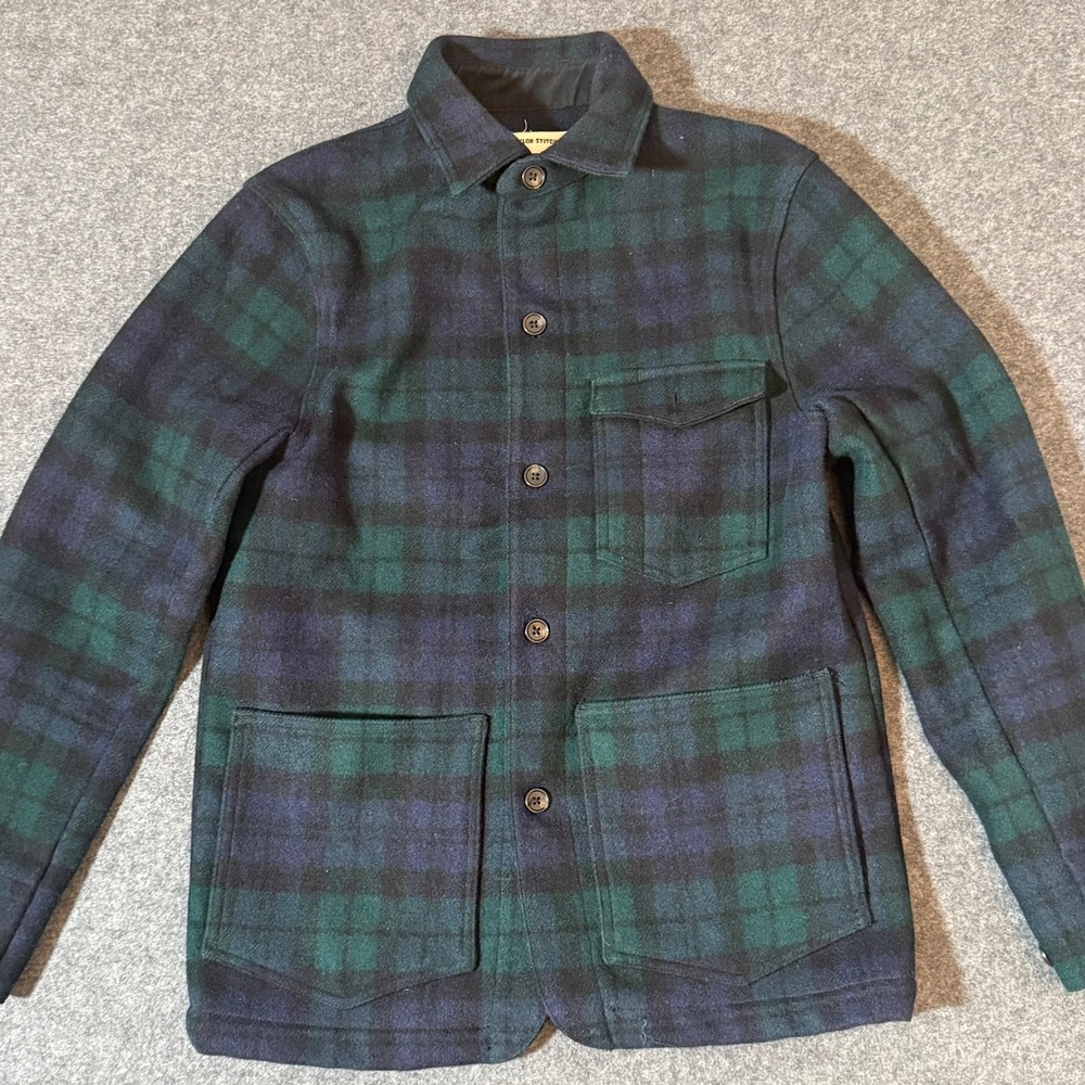 Taylor Stitch Men 38 Sz S Black Watch Plaid Ojai Wool Chore Jacket California - Picture 3 of 10